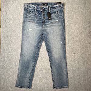 Kut from The Kloth Jeans 18 High Rise Reese Ankle Straight Leg Distressed